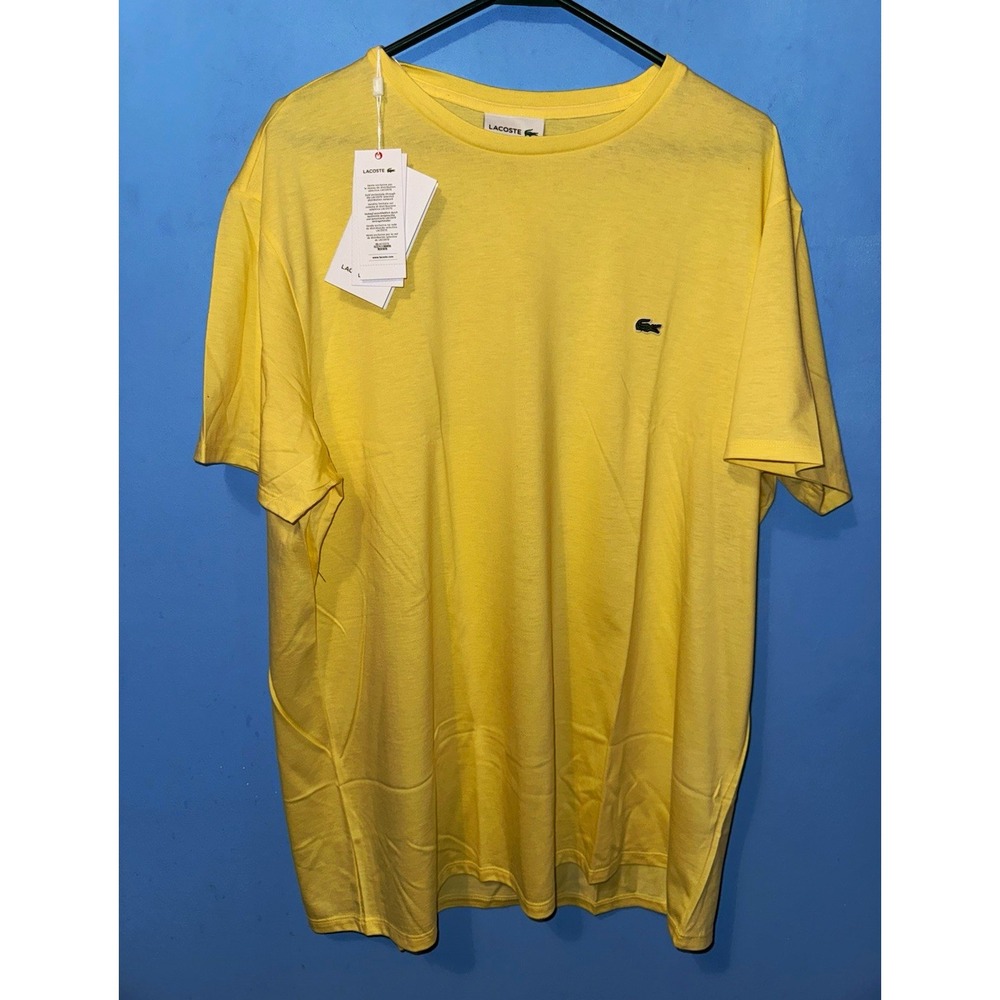 Lacoste Mens Yellow Crocodile Logo Crew Neck T-Shirt Regular Fit 3XL TH6709